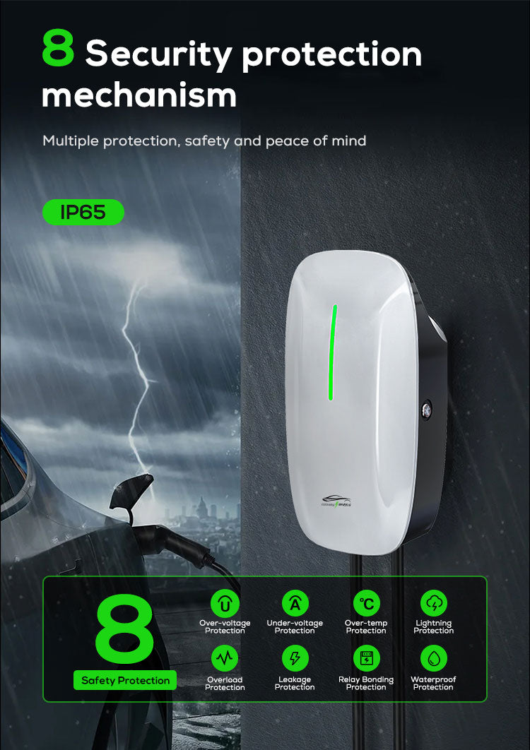 ELECTRIC HOME CAR CHARGER 7KW EV WALL BOX 32A WIFI APP TYPE 2 SINGLE PHASE